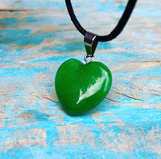 Groene jade hart hanger "Hart van Geluk"