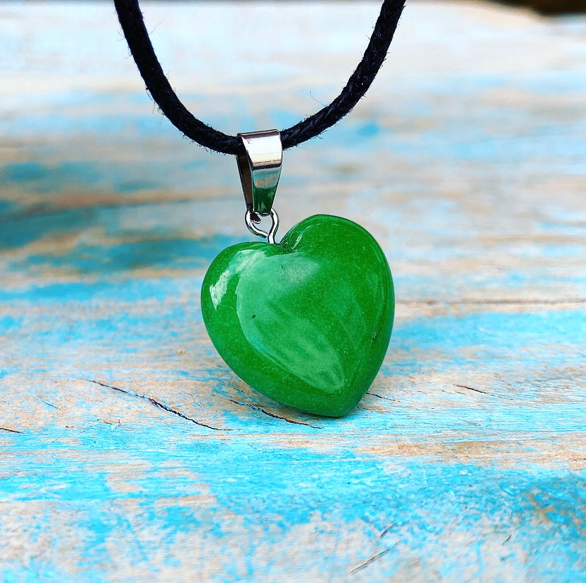 Green jade heart pendant "Heart of Happiness"