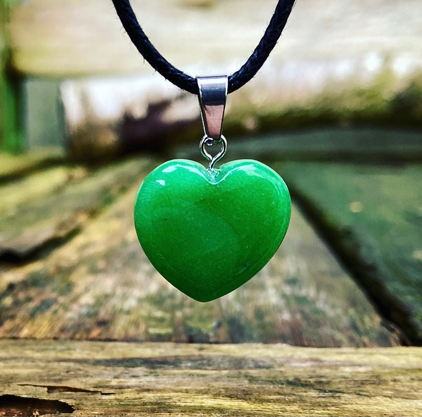 Green jade heart pendant "Heart of Happiness"