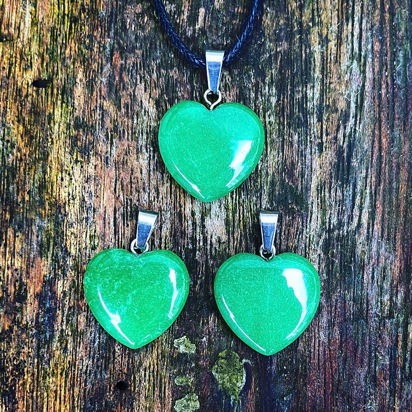Green jade heart pendant "Heart of Happiness"