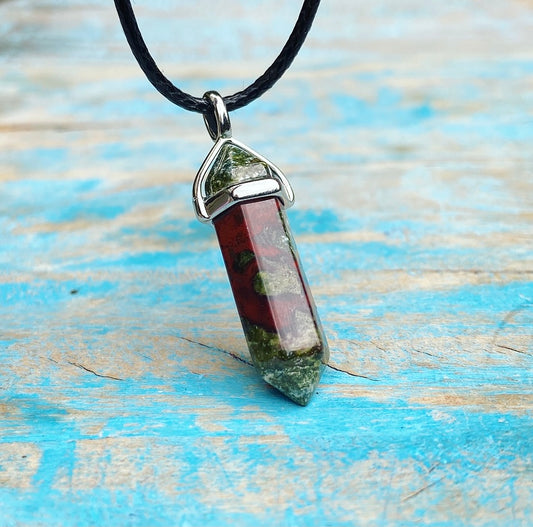 Double Point Pendant Dragon Blood Stone "Energetic Mastery"