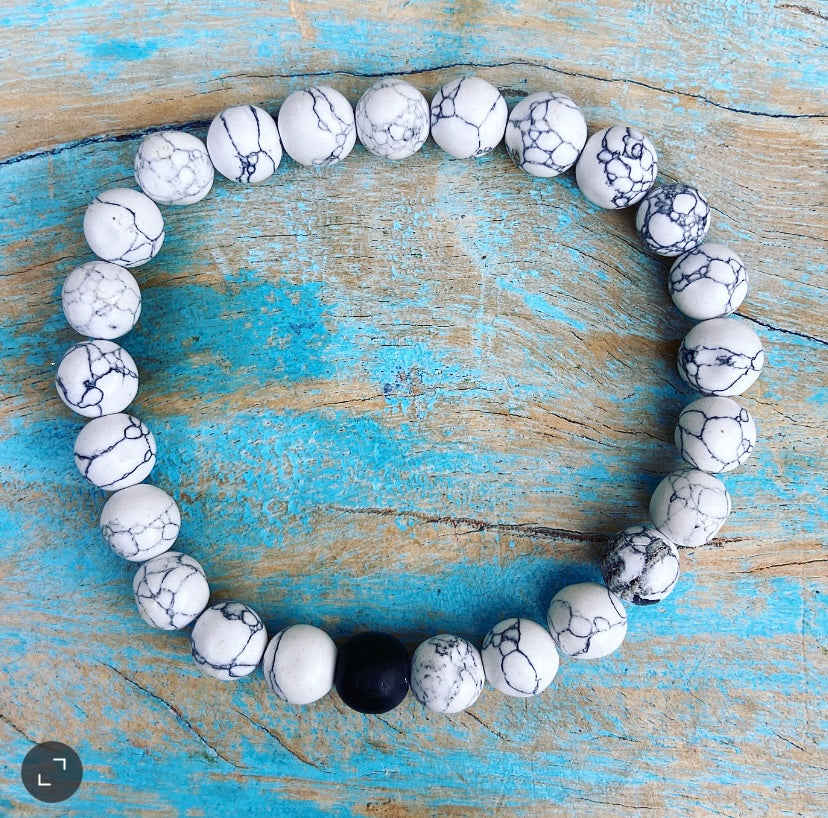 Armbanden Set Howliet en Lavasteen "Yin & Yang in Balans"