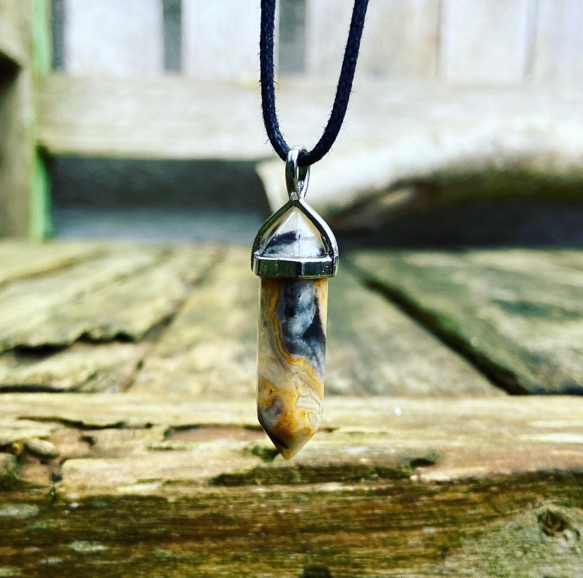 Dubbelpunt hanger Crazy Lace Agaat "Familiebanden"