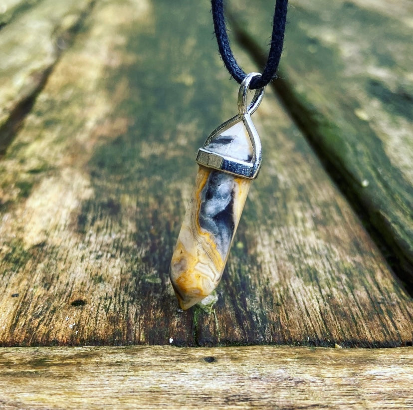 Dubbelpunt hanger Crazy Lace Agaat "Familiebanden"