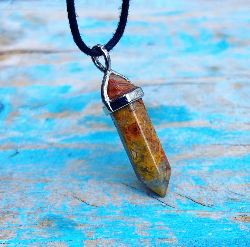 Dubbelpunt hanger Crazy Lace Agaat "Familiebanden"