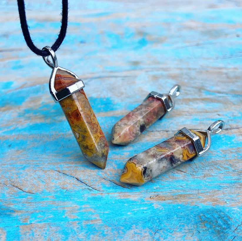 Dubbelpunt hanger Crazy Lace Agaat "Familiebanden"