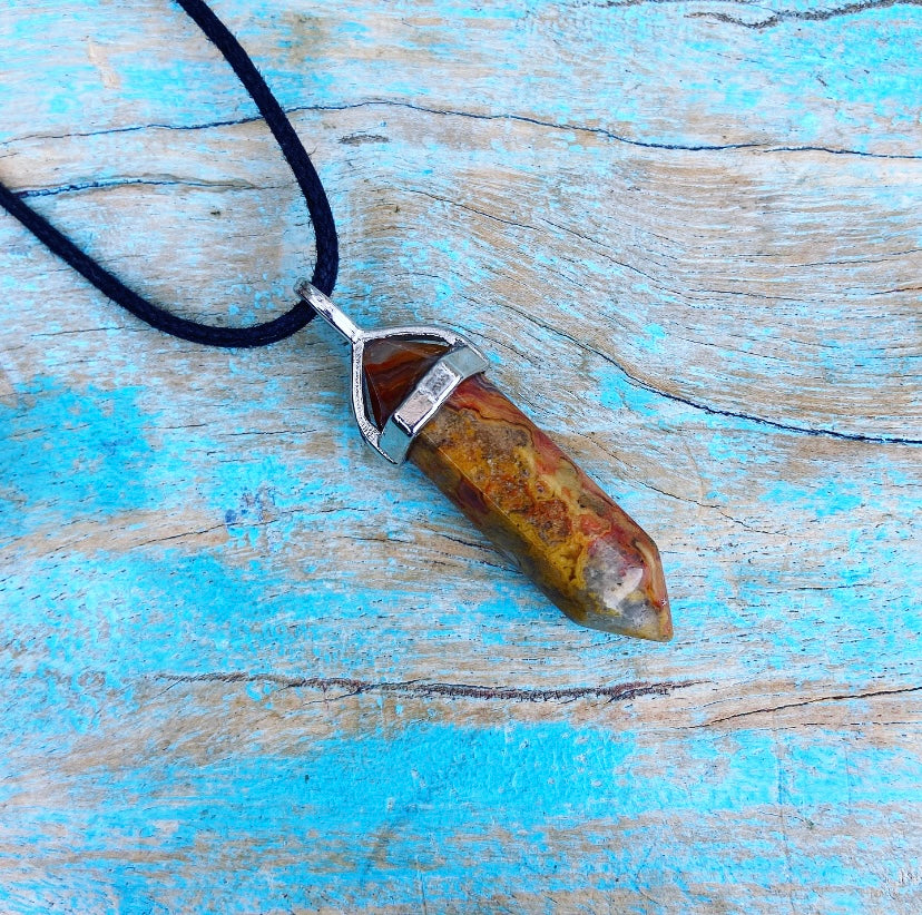 Dubbelpunt hanger Crazy Lace Agaat "Familiebanden"