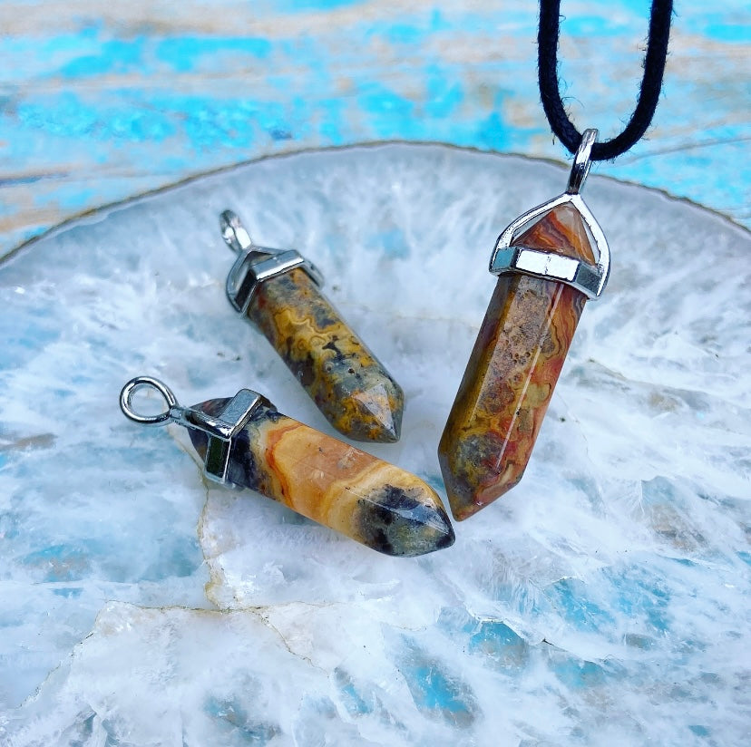 Dubbelpunt hanger Crazy Lace Agaat "Familiebanden"