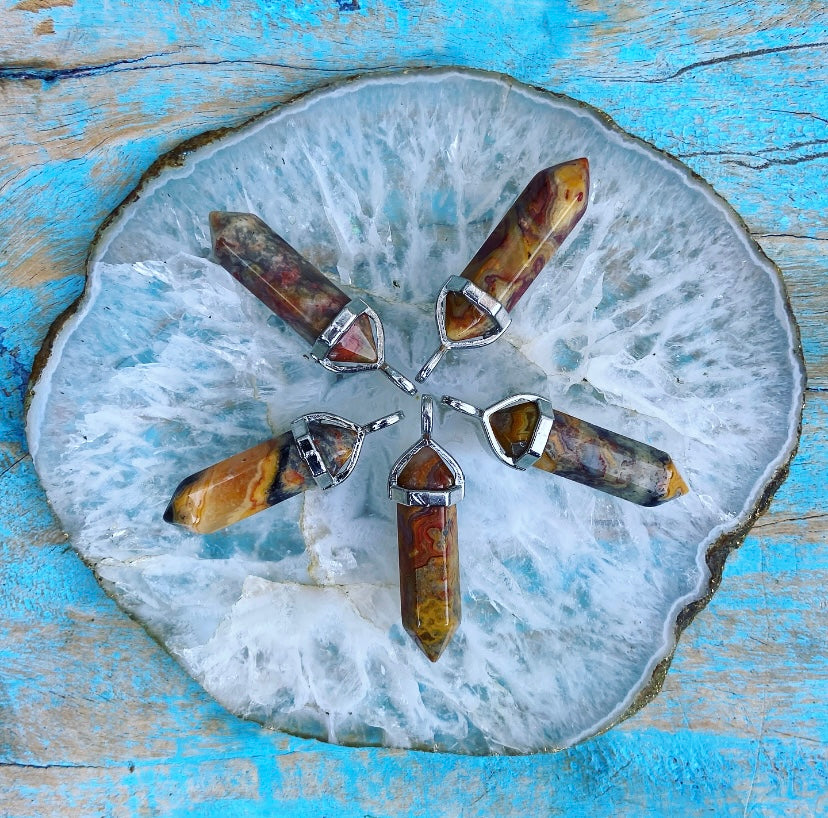 Dubbelpunt hanger Crazy Lace Agaat "Familiebanden"