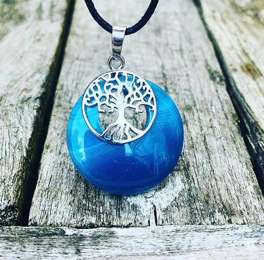 Donut pendant Blue Agate "Positive Self-Image"
