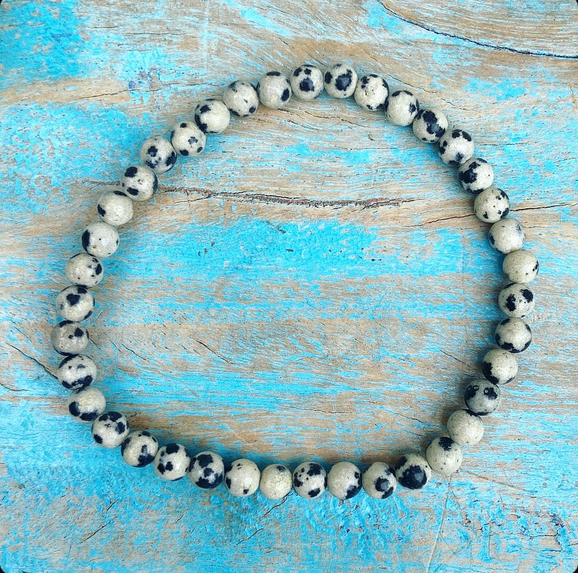 Dalmatian Jasper bracelet "Don't worry, be happy"