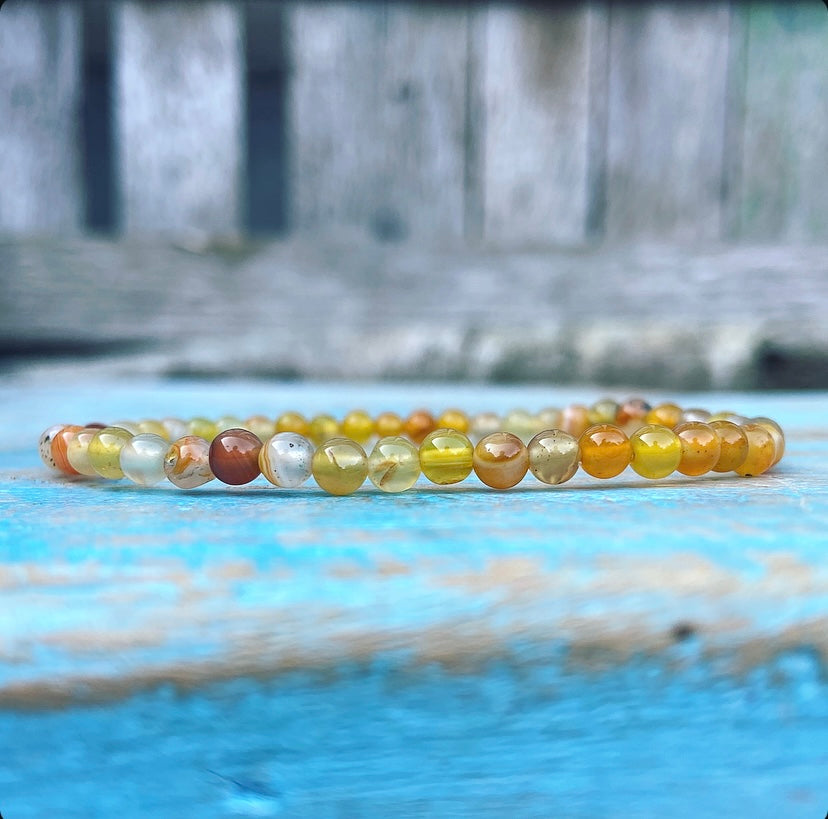 Orange and Yellow Agate Bracelet "Keep Calm"