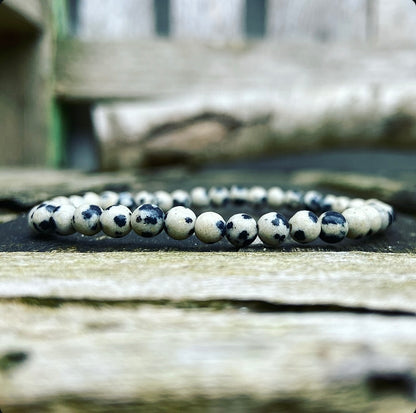 Dalmatian Jasper bracelet "Don't worry, be happy"