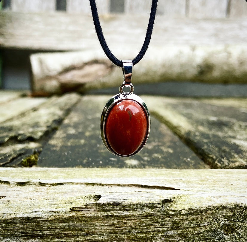 Red Jasper pendant "Allow yourself to be there"