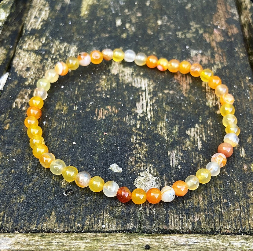 Orange and Yellow Agate Bracelet "Keep Calm"