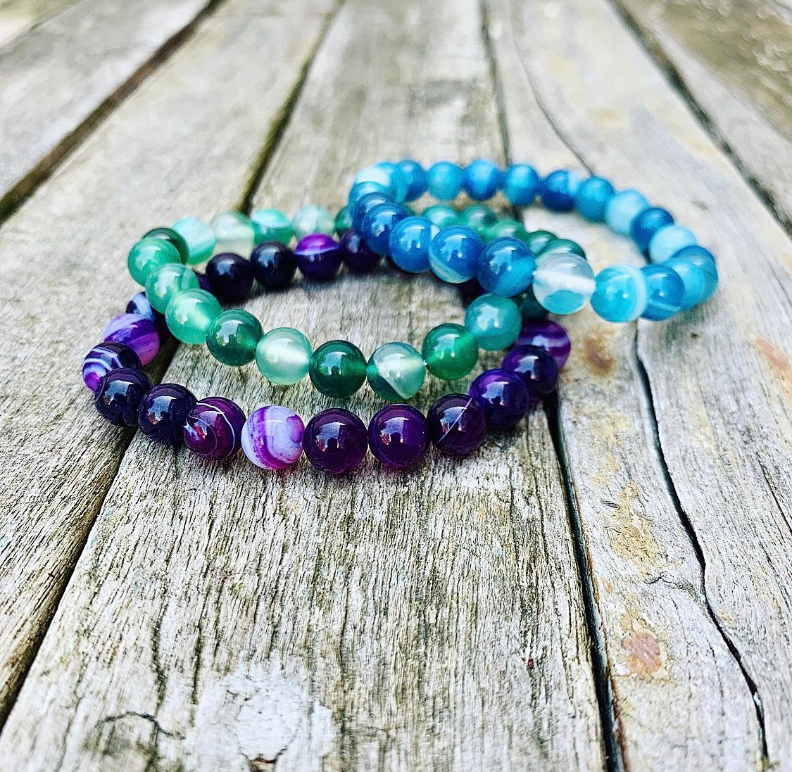 Bracelet set Agate "FEELING, KNOWING &amp; DOING"