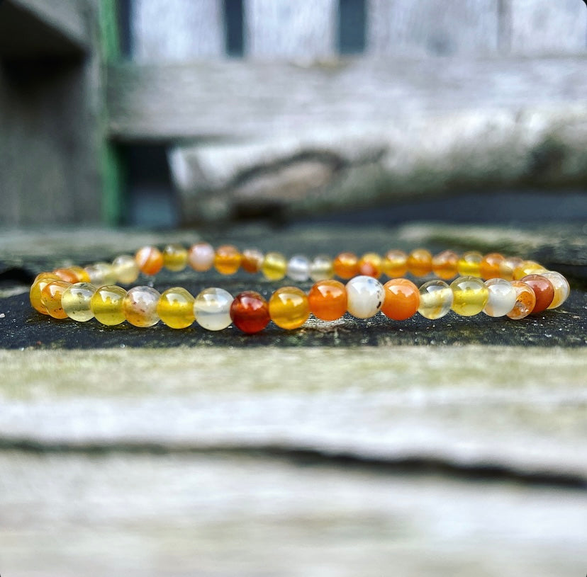 Orange and Yellow Agate Bracelet "Keep Calm"