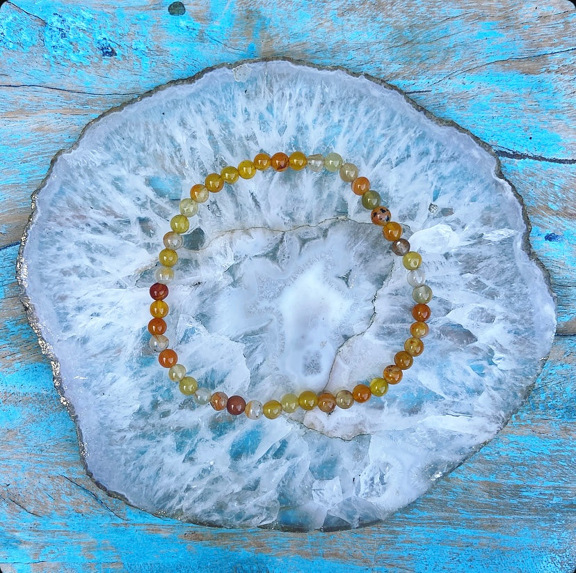 Orange and Yellow Agate Bracelet "Keep Calm"