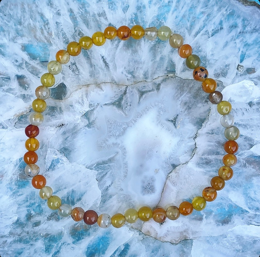 Orange and Yellow Agate Bracelet "Keep Calm"