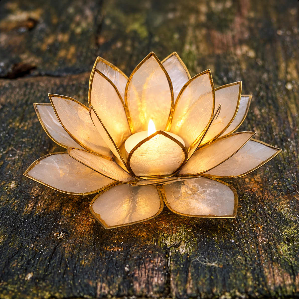 Lotus Sfeerlicht van capizschelp "Waar licht tot bloei komt"