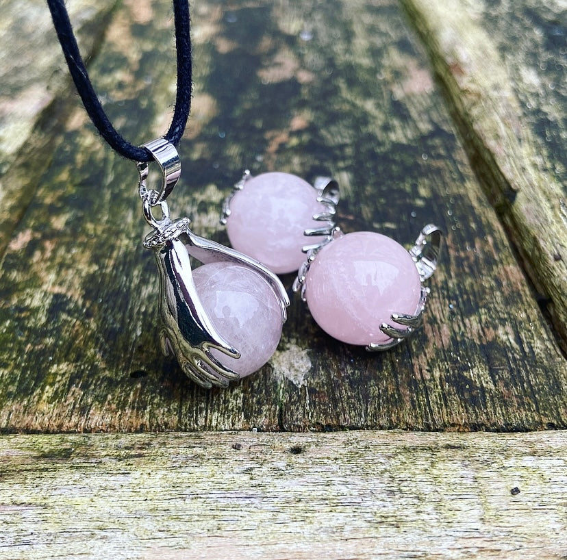 Healing Hands pendant Rose Quartz "Love"