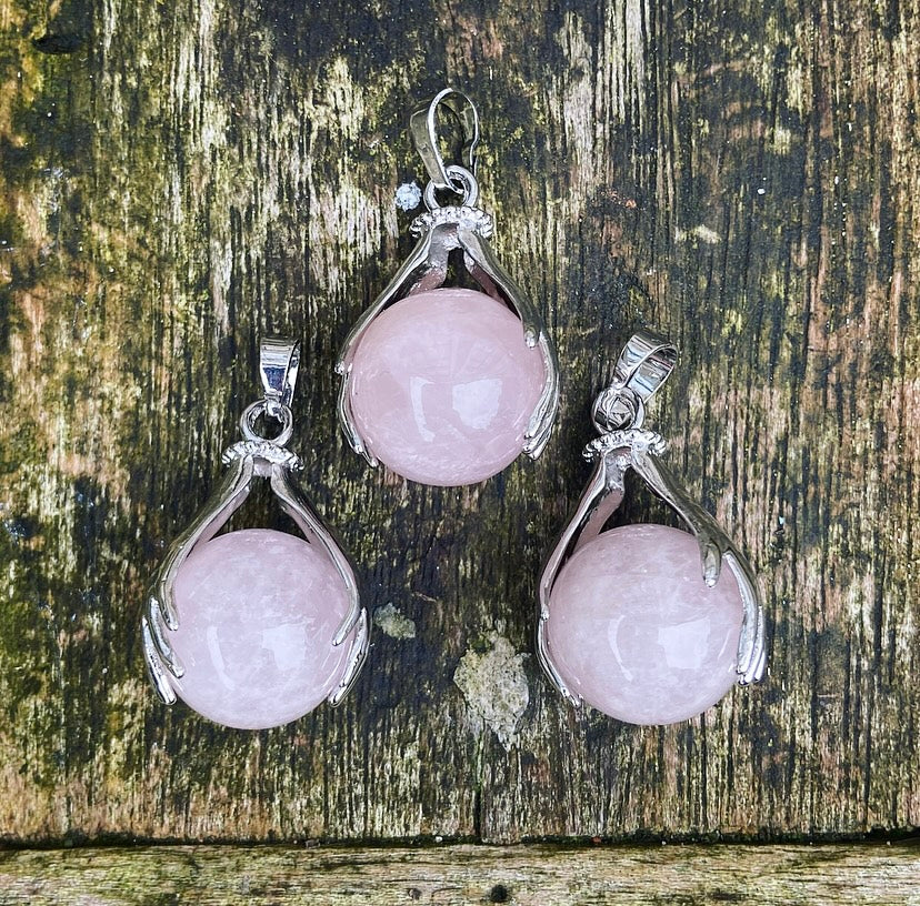 Healing Hands pendant Rose Quartz "Love"