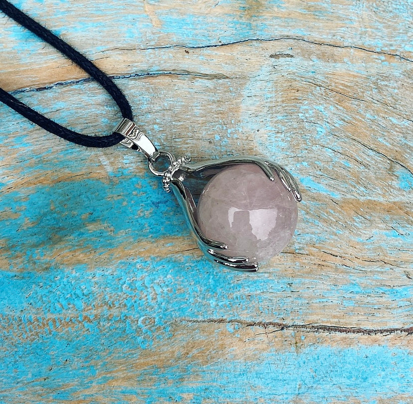 Healing Hands pendant Rose Quartz "Love"