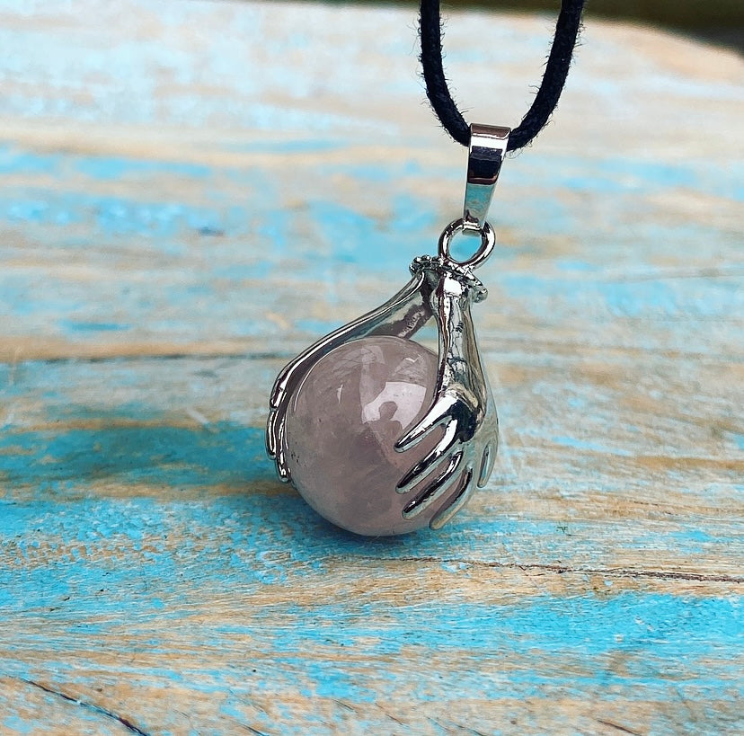 Healing Hands pendant Rose Quartz "Love"