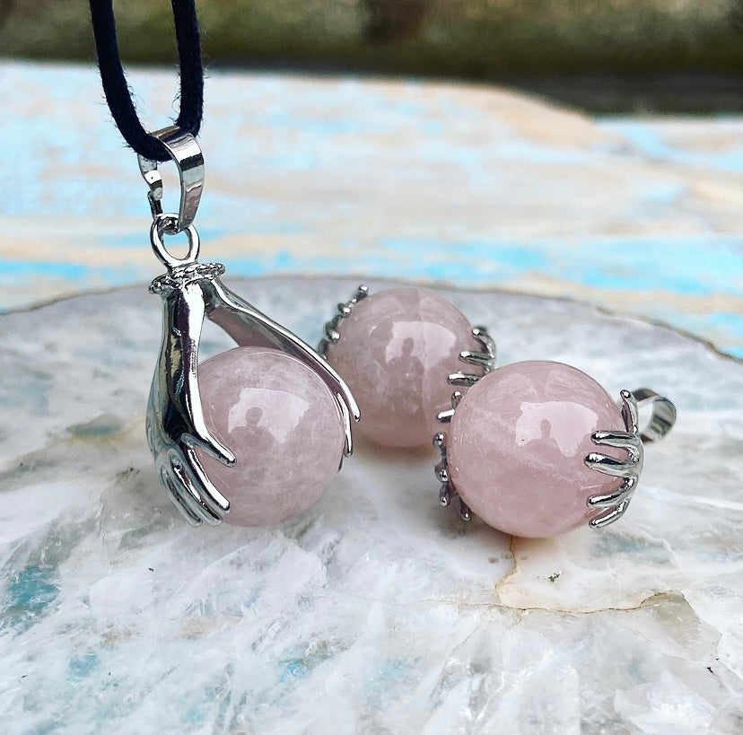 Healing Hands pendant Rose Quartz "Love"