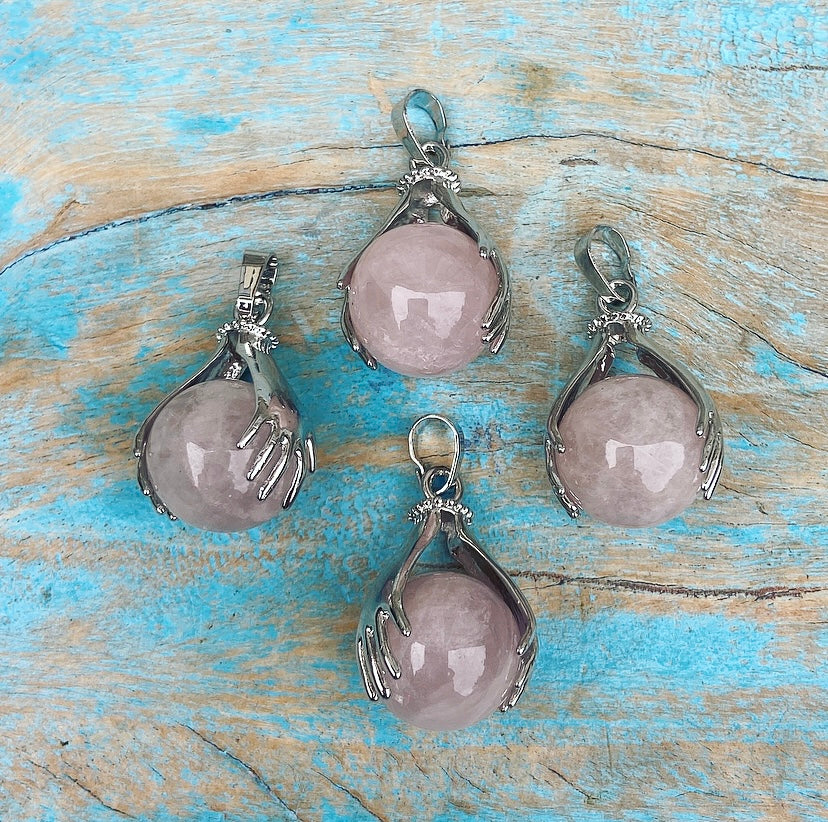 Healing Hands pendant Rose Quartz "Love"