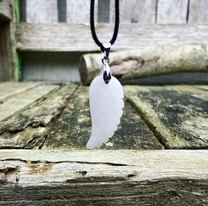 Angel Wing Pendant White Jade "Trust &amp; Letting Go"