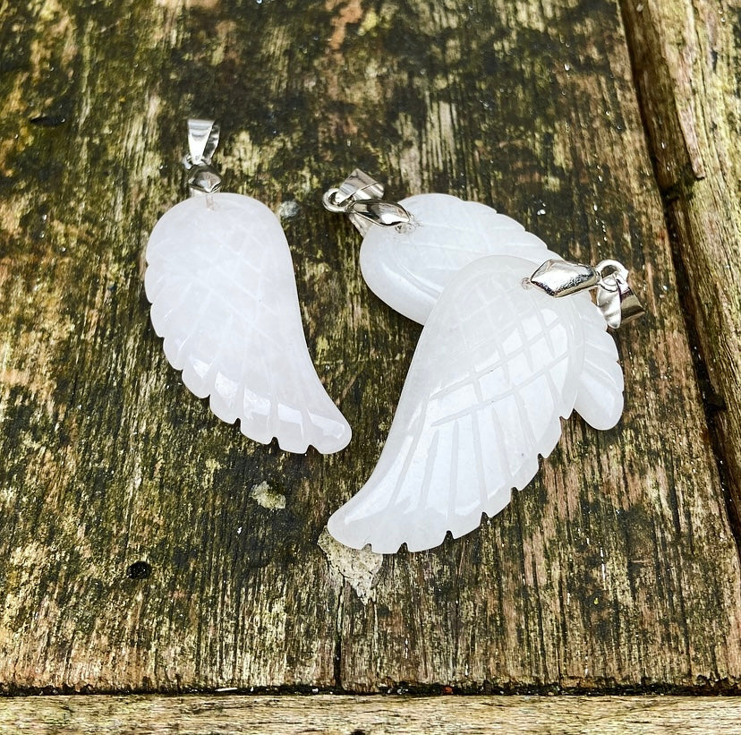 Angel Wing Pendant White Jade "Trust &amp; Letting Go"