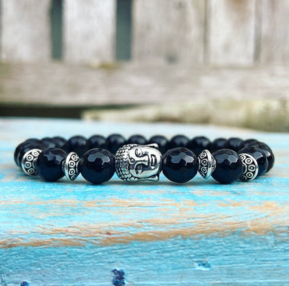 Boeddha armband onyx "Anti-Stress"