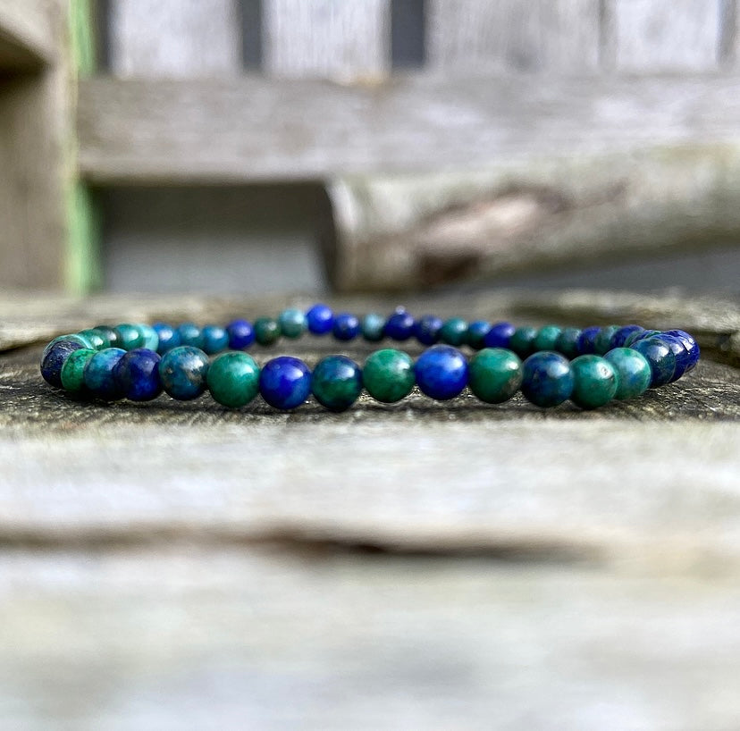 Chrysocolla &amp; Lapis Lazuli bracelet "Living with courage"