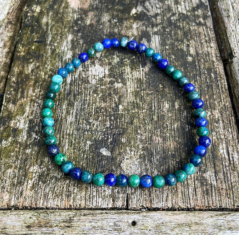 Chrysocolla &amp; Lapis Lazuli bracelet "Living with courage"