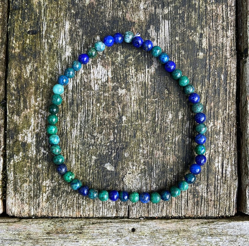Chrysocolla &amp; Lapis Lazuli bracelet "Living with courage"