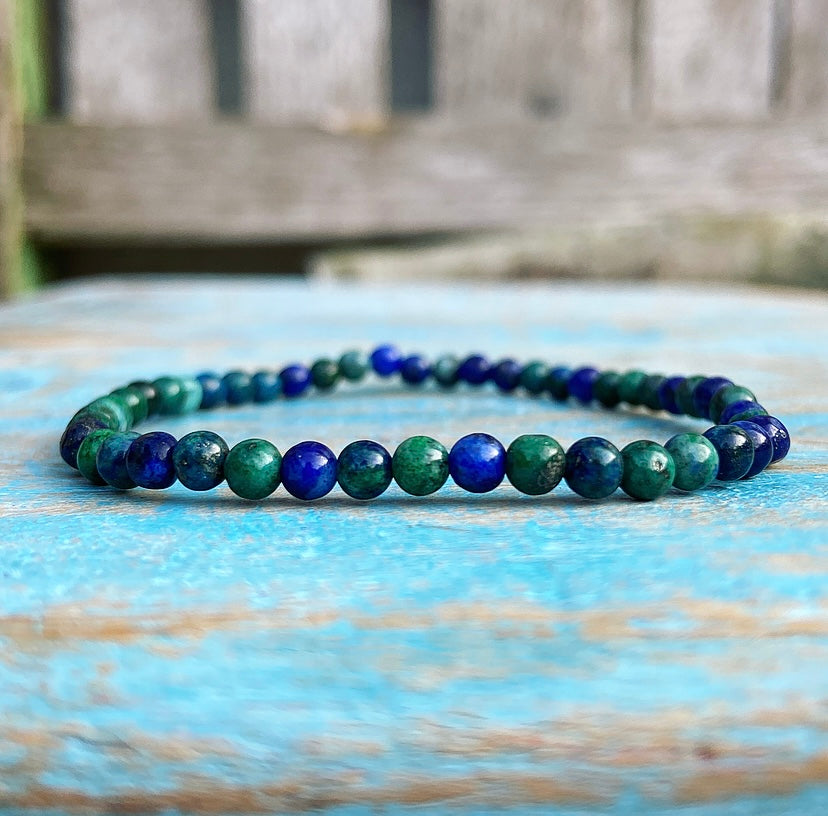 Chrysocolla &amp; Lapis Lazuli bracelet "Living with courage"