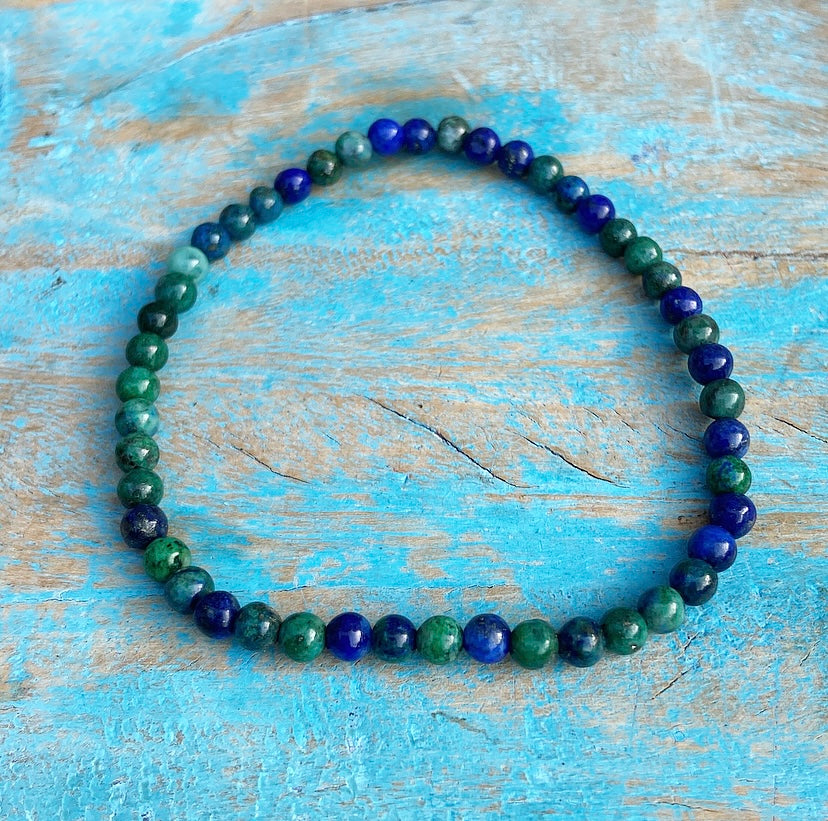 Chrysocolla &amp; Lapis Lazuli bracelet "Living with courage"