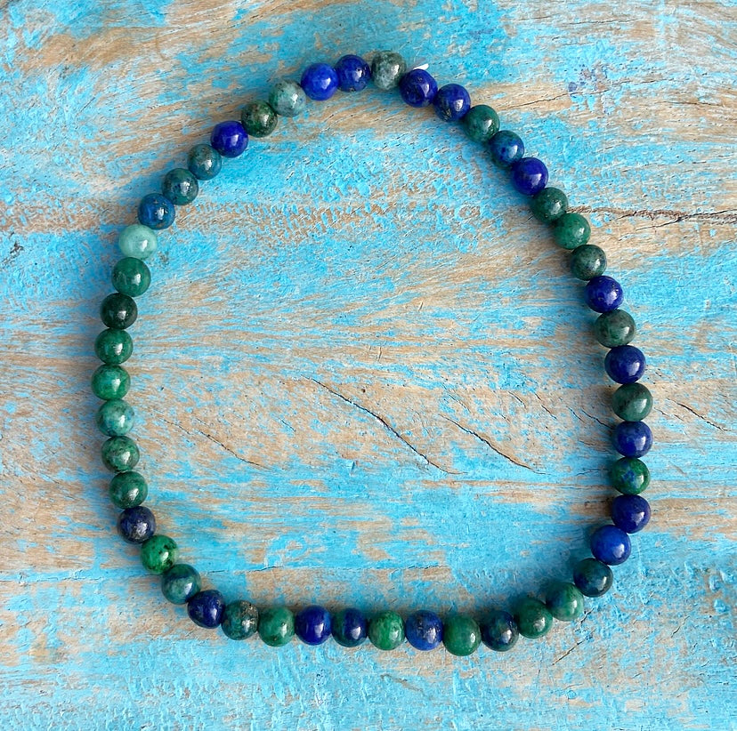 Chrysocolla &amp; Lapis Lazuli bracelet "Living with courage"