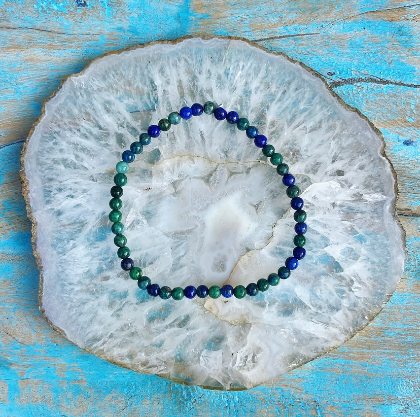 Chrysocolla &amp; Lapis Lazuli bracelet "Living with courage"