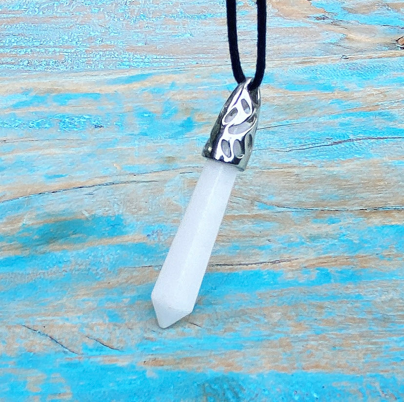 Energiepunt hanger Witte Jade "Loslaten & Vertrouwen"