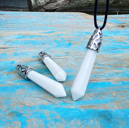 Energiepunt hanger Witte Jade "Loslaten & Vertrouwen"