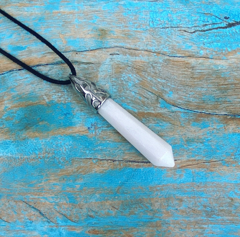 Energiepunt hanger Witte Jade "Loslaten & Vertrouwen"