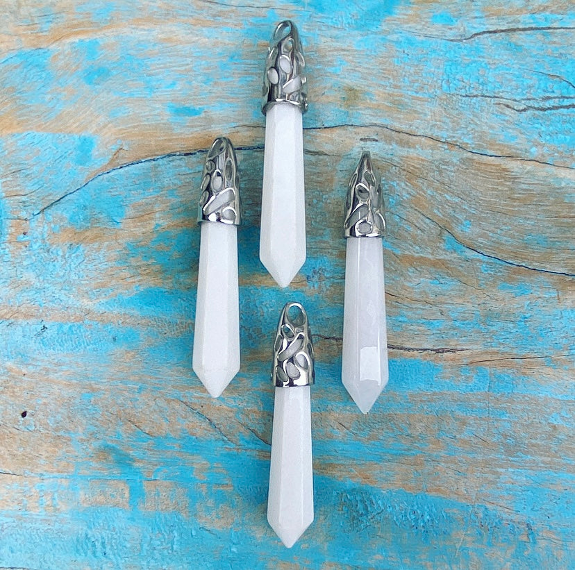 Energiepunt hanger Witte Jade "Loslaten & Vertrouwen"
