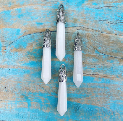 Energiepunt hanger Witte Jade "Loslaten & Vertrouwen"