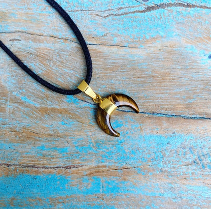 Tijgeroog hanger "Ken je eigen kracht"