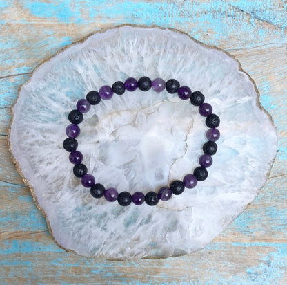 Armband Lavasteen en Amethist "Ademruimte"