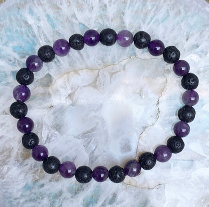 Armband Lavasteen en Amethist "Ademruimte"