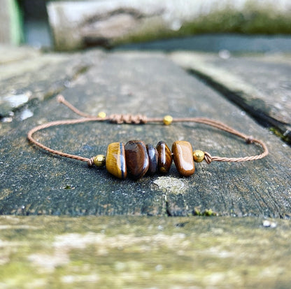 Armbandje verstelbaar Tijgeroog "Durf te stralen"