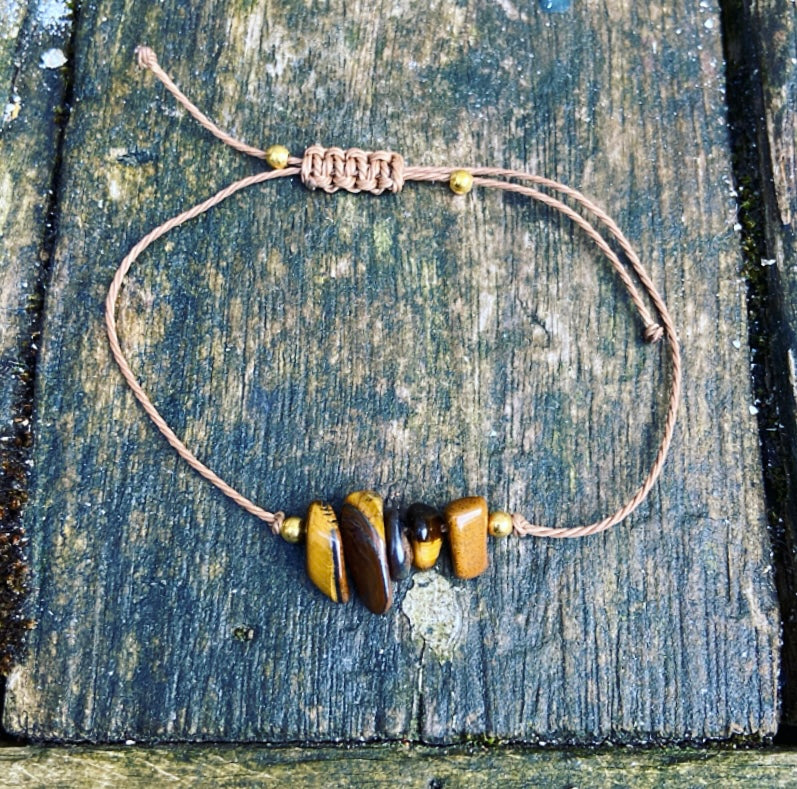 Armbandje verstelbaar Tijgeroog "Durf te stralen"